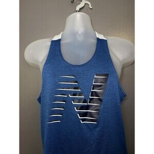 New Balance Tank Top Mens Small Blue Mesh Racerback Running Singlet Logo
